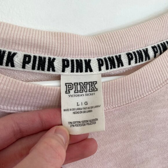 VS PINK VICTORIAS SECRET Varsity Crew Baby Pink Double Sided Crewneck Sweatshirt - Picture 7 of 16